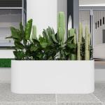White Matt Galvanized Steel Flower Pot Arc Shaped Rectangular Plant Pots for sale