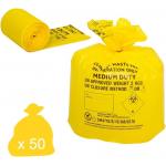 Disposal Plastic Yellow Clinical Infectious Waste Bag In Roll for sale