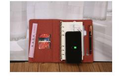 China Leather A5 Wireless Charging Notebook With Built In Power Bank Recyclable supplier