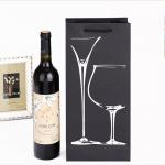 Single Pack Wine Bottle Packaging Black Paper Bags with Custom Logo and Hot Foil for sale