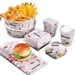 Custom-Printed Eco-Friendly Hamburger Fried Chicken Boxes Biodegradable Folders for Customer's Specific Requirement for sale
