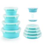 Collapsible Bowls For Camping Set Of 4 Silicone Food Storage Containers With Lids Silicone Lunch Box BPA Free Oven Safe for sale