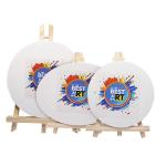 Pure Cotton Round Blank Stretched Canvas With Tabletop Easel For Kids Drawing for sale