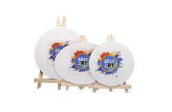 China Pure Cotton Round Blank Stretched Canvas With Tabletop Easel For Kids Drawing supplier