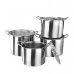 Silver Stainless Steel Thick Stockpot Large Soup Pot Heavy Duty  With Lid for sale