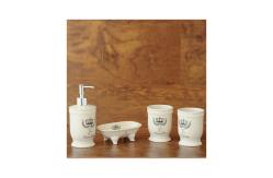 China Round 4 Piece Ceramic Bathroom Set White Glazed For Home Hotel supplier