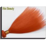 Customized Orange Silk Straight Virgin Human Hair Extensions Double Stitch Weft