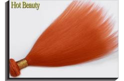 China Customized Orange Silk Straight Virgin Human Hair Extensions Double Stitch Weft supplier