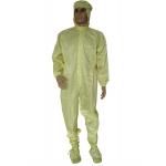 Zipper Closure Polyester ESD Overalls With Hood 98% PET 2% Conductive Fiber for sale