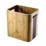 Rectangular Bamboo Hotel Bamboo + PU leather  Waste Bins for Bathroom for sale