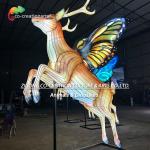 Majestic Illuminated Deer With Multicolored Butterfly Wings | Festival Lantern Sculpture for sale