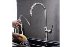 China 80cm Stainless Steel Kitchen Faucet White Single Handle Brushed Pull Out Mixer supplier