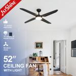 ROHS Certified 52 Modern Black Plastic Ceiling Fan with Remote Control and 4 Blades for sale
