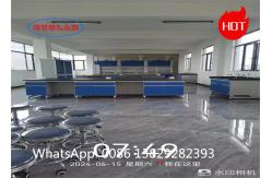 China Customized  Chemical Lab Workbench Supply with Steel C-frame and Multiple Cabinets supplier