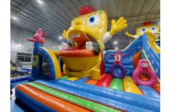 China Automatic Move Inflatable Bounce House With Slide SpongeBob SquarePants Inflatable Fun City supplier
