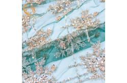 China Handmade Custom Beaded Embroidery Lace Fabric Symmetrical Design supplier