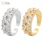 Gold Plated Flower Diamond Rings Adjustable Natural Zircon Stone Women 18k Jewelry for sale