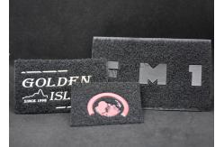 China 2D 0.5mm Silver Embossed Patches Female Velcro Hard PVC supplier