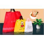 Gravure Printing 0.07mm Thickness LDPE Plastic Drawstring Shoes Packaging Bags With Handle for sale