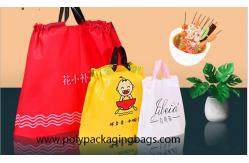 China Gravure Printing 0.07mm Thickness LDPE Plastic Drawstring Shoes Packaging Bags With Handle supplier