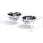 Acrylic Elevated Dog And Cat Pet Feeder with 2 Set Removable Food and Water Bowls for sale