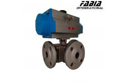 China Pneumatic Three-Way Flange Ball Valve with Single/Double Action Pneumatic Ball Valve supplier