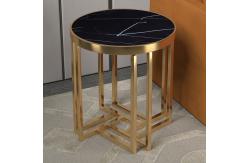 China Light Luxury Stainless Steel Marble Hotel Lobby Small Side Table supplier