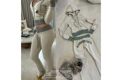 China Distressed Embroidery Patchwork Womens Sweat Suit With Zip Up Hoodie Anti Bacterial supplier