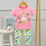 Swan Shirt And Trouser Pyjama Set Skin Friendly Versatile childrens Cotton sleepwear for sale