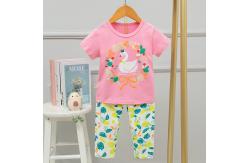 China Swan Shirt And Trouser Pyjama Set Skin Friendly Versatile childrens Cotton sleepwear supplier