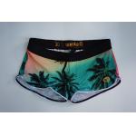 Colorful Womens Polyester Boxer Shorts With Pockets Palm Tree Pattern for sale