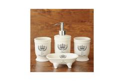 China Round 4 Piece Ceramic Bathroom Set White Glazed For Home Hotel supplier