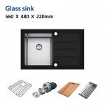 Glass 22 Inch Undermount Kitchen Sink Square Single Bowl 56x48 for sale