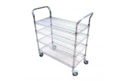 China 4 Layers Chrome Wire Basket ESD Shelf Trolley With Handrail supplier