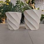 Reinforced Plant Pot Handcrafted Cream colored Clay and Fiber Vase For Home Decor for sale