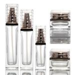 30ml 50ml 80ml 100ml Transparent Glass Pump Bottle For Serum Essential Oil Perfume Lotion for sale