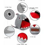 Mechanical Wash Felted Wool Cat House Shark Pattern With Detachable Mat