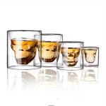 Skeleton Shaped High Borosilicate Glass Cup Vodka Shot Double Wall Glass Cup for sale