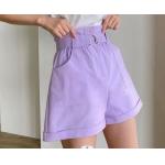 Sweet Cotton Short Pants Anti Wrinkle Korean Casual Pants With Belt