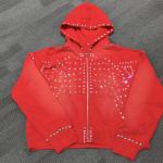 Streetwear Rhinestone Men Hoodie Custom Sun Faded Diamond Baggy Jacket for sale