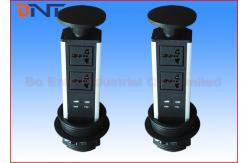 China Black Kitchen Pop Up Power Outlet , Vertical Pull Up Countertop Sockets supplier