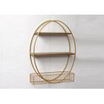 Gold Metal Framed Metal And Wood Display Shelves for sale
