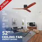 1stshine Solid Wood Ceiling Fan Light with Remote Control and Energy Saving Propeller for sale