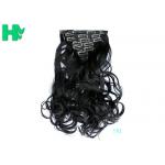 Black Curly Synthetic Clip In Hair Extensions Human Hair Wefts for sale