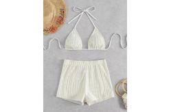 China UPF Function white  Bathing Suit Two Pieces Summer Bikini Nylon Fabric supplier