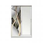 Home Two Door Steel Wardrobe With Mirror KD Structure   Wear Resistance for sale