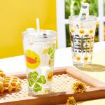 Custom Logo Color Pattern Etched Glassware With Straw For Corporate Branding for sale