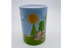 China Custom Printed Round Coin Bank Empty Metal Tin Money Box supplier