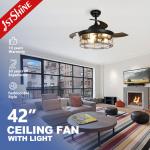Lamp Body Material Metal 1stshine LED Ceiling Fan with Light Kit and Remote Control for sale