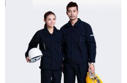 China Dark Blue Polyester Industrial Work Uniforms Anti - Pilling / Durable Apparel supplier